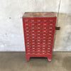 Vintage Red Industrial Cabinet w/ Sliding Drawers And Wheels