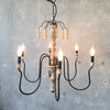 Farmhouse Style Carved Wood & Metal Chandelier