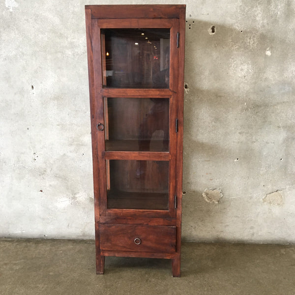 Vintage Style Rustic Wood And Glass Cabinet