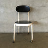 Vintage Black And White Metal Rolling Industrial Desk Chair