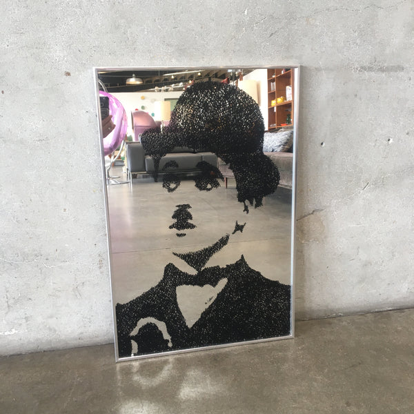 1970's Charlie Chaplin Chrome Framed Wall Mirror by M. Collier