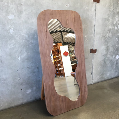 Hand Crafted Walnut Wood Floor Mirror