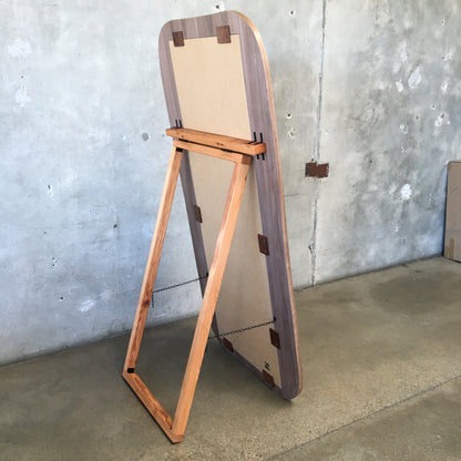 Hand Crafted Walnut Wood Floor Mirror