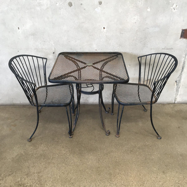 Vintage Black Iron Three Piece Patio Set
