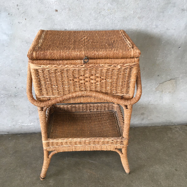 Wicker Basket Table with Handle