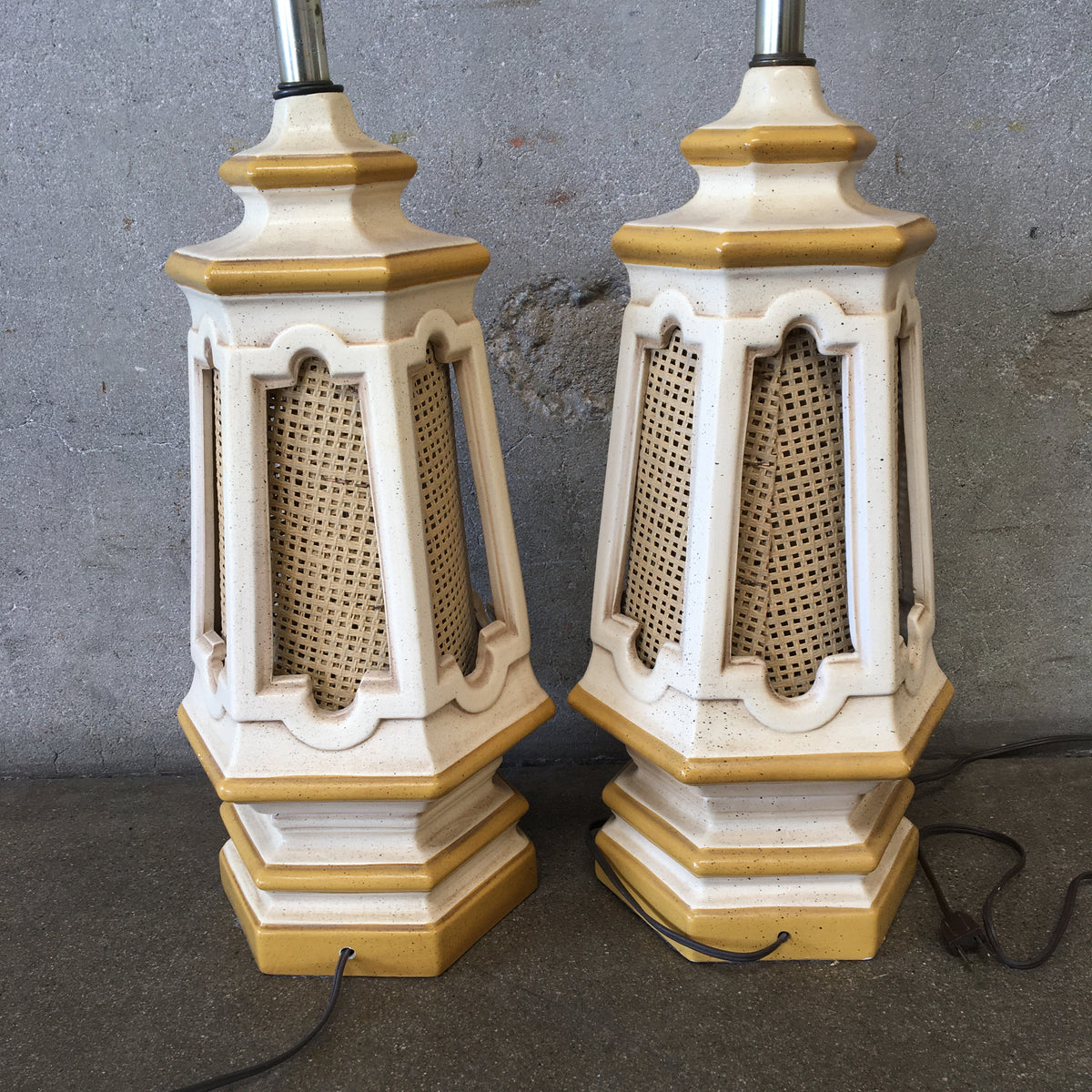 Pair of Mid Century Ceramic Swag Table Lamps