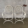 Pair of Vintage Oversized White Iron Armchairs