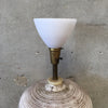 Large Vintage Ceramic Table Lamp With Earth-Tone Fringe Shade