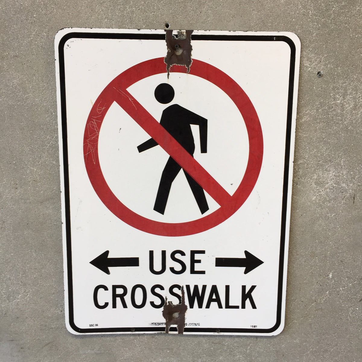 Vintage Enameled Crosswalk Sign