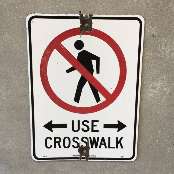 Vintage Enameled Crosswalk Sign