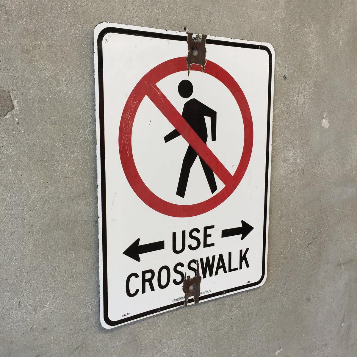 Vintage Enameled Crosswalk Sign