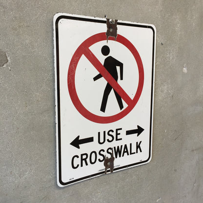 Vintage Enameled Crosswalk Sign