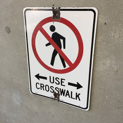 Vintage Enameled Crosswalk Sign