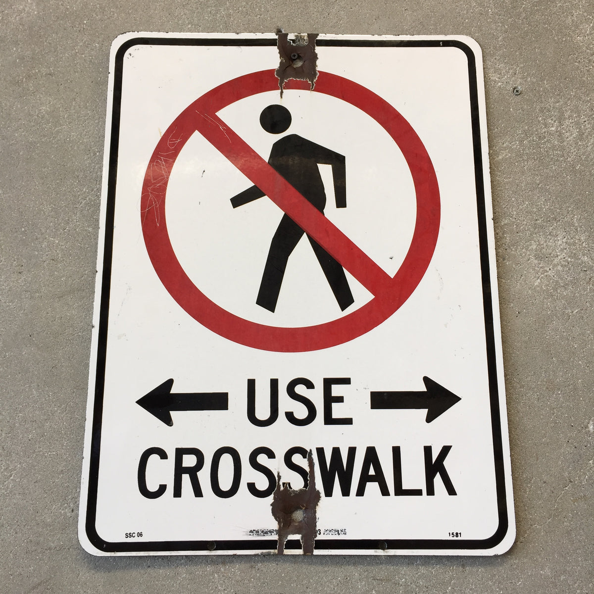 Vintage Enameled Crosswalk Sign