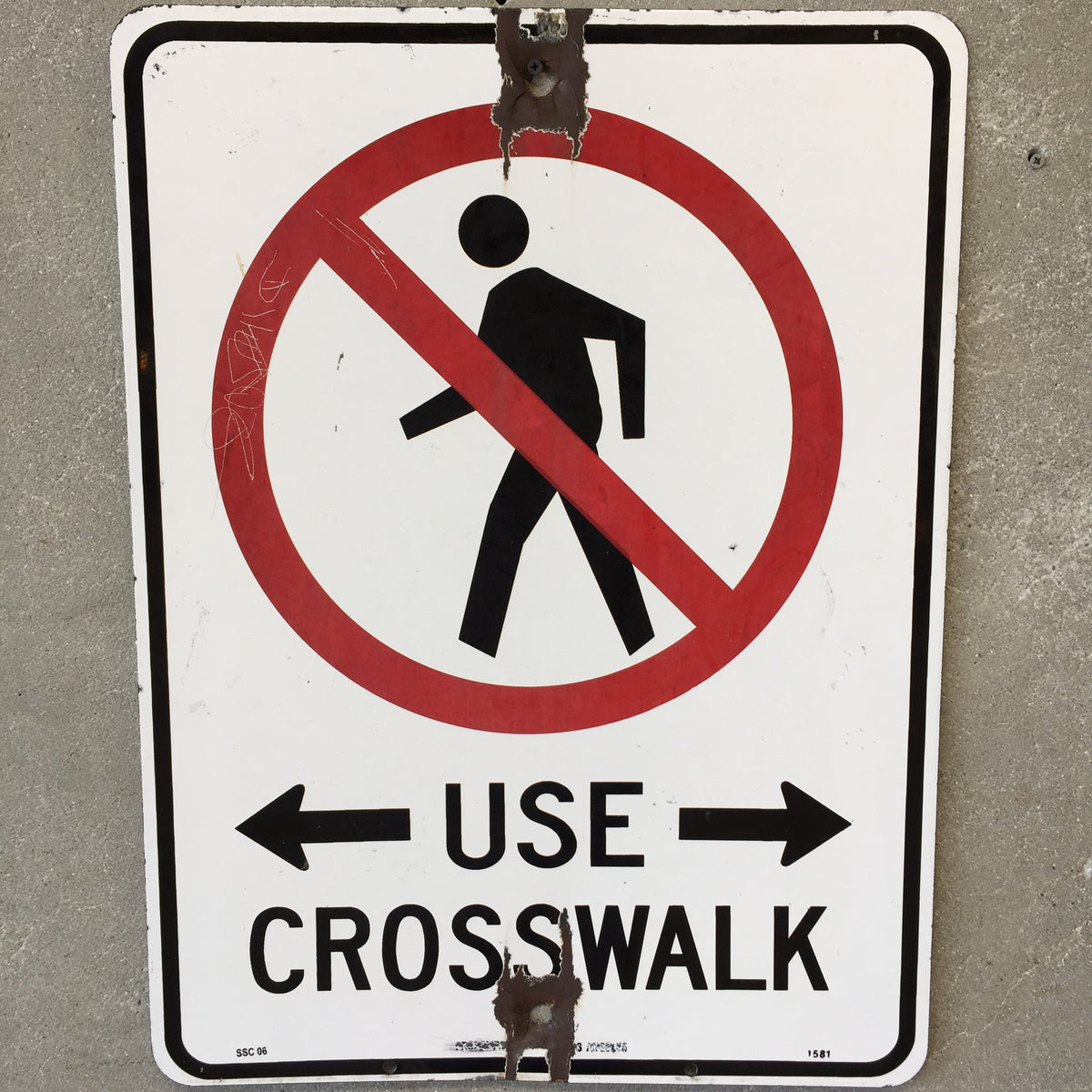 Vintage Enameled Crosswalk Sign