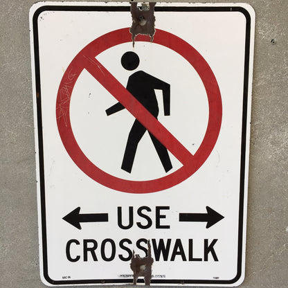 Vintage Enameled Crosswalk Sign