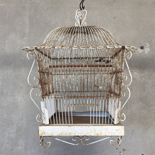 White Shabby Chic Bird Cage
