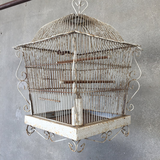White Shabby Chic Bird Cage