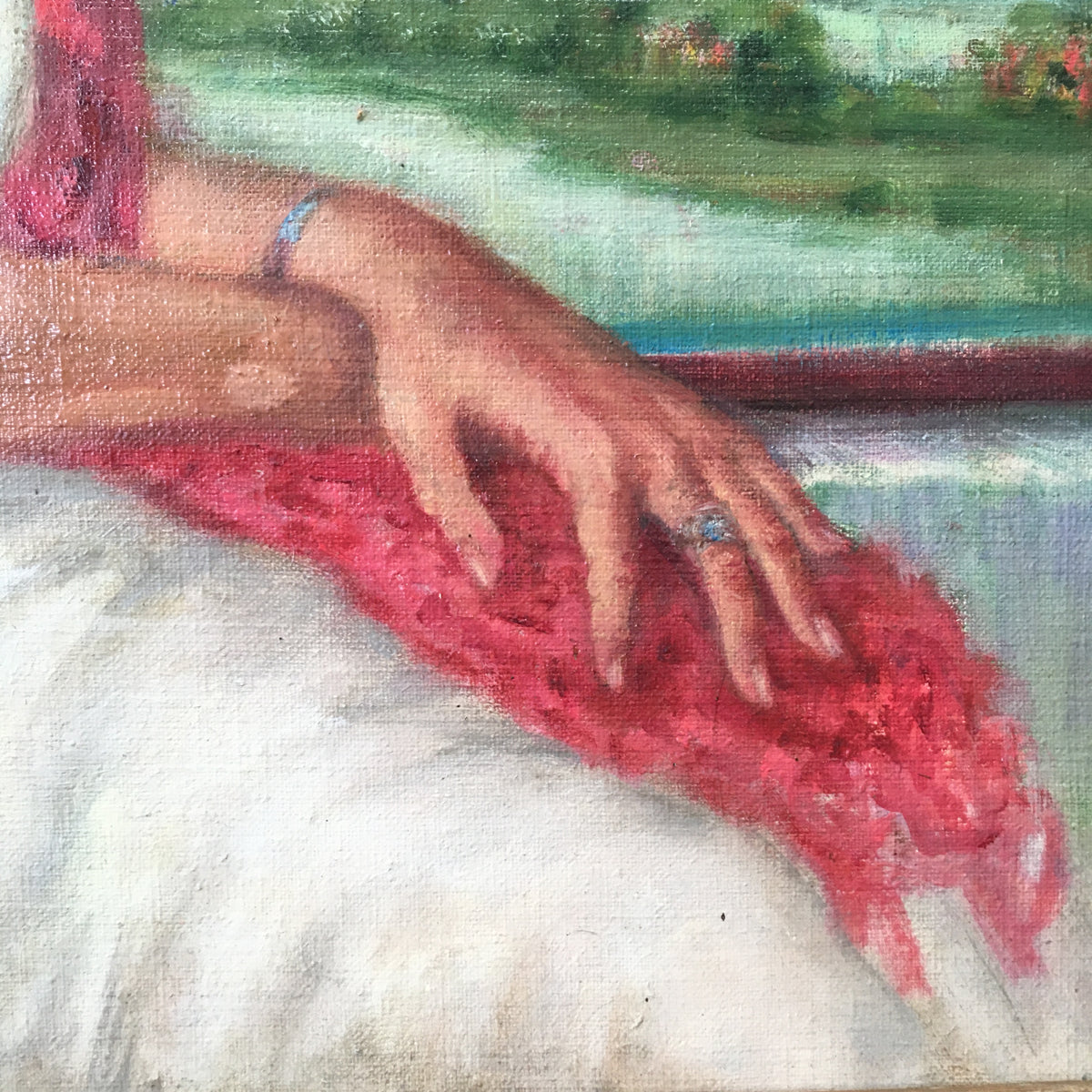 Signed Oil Painting of Seated Lady by Grace Elizabeth Mallon