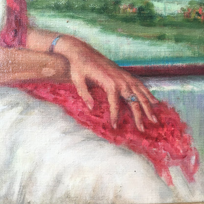 Signed Oil Painting of Seated Lady by Grace Elizabeth Mallon
