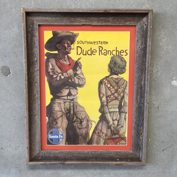 1940's Santa Fe Railroad &quot;Dude Ranch&quot; Poster