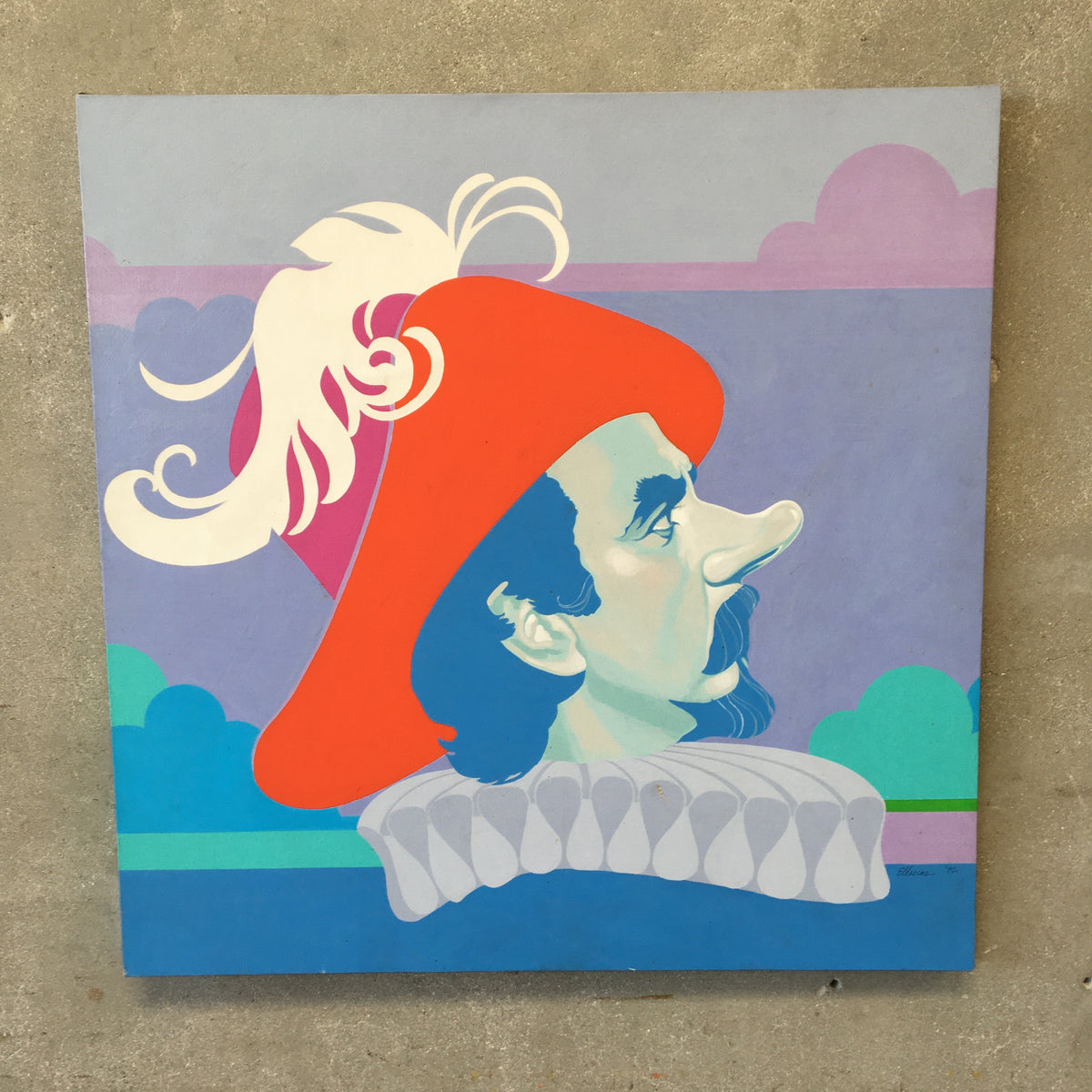 Original 1982 Album Cover Painting Jose Ferrer in Cyrano de Bergerac