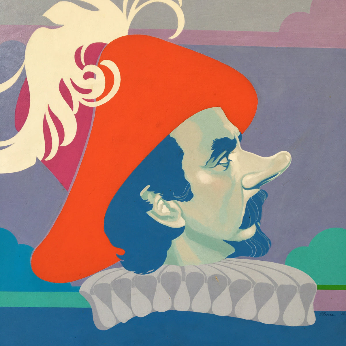 Original 1982 Album Cover Painting Jose Ferrer in Cyrano de Bergerac
