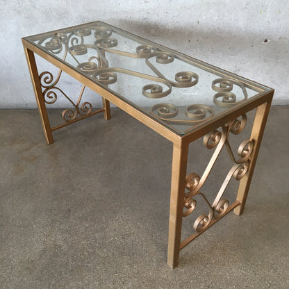 Hollywood Regency Low Iron Glass Top Table