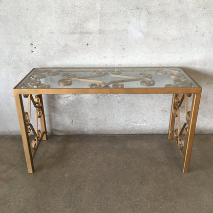 Hollywood Regency Low Iron Glass Top Table