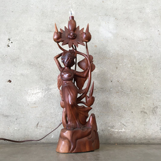 Vintage Rosewood Sculpture Lamp