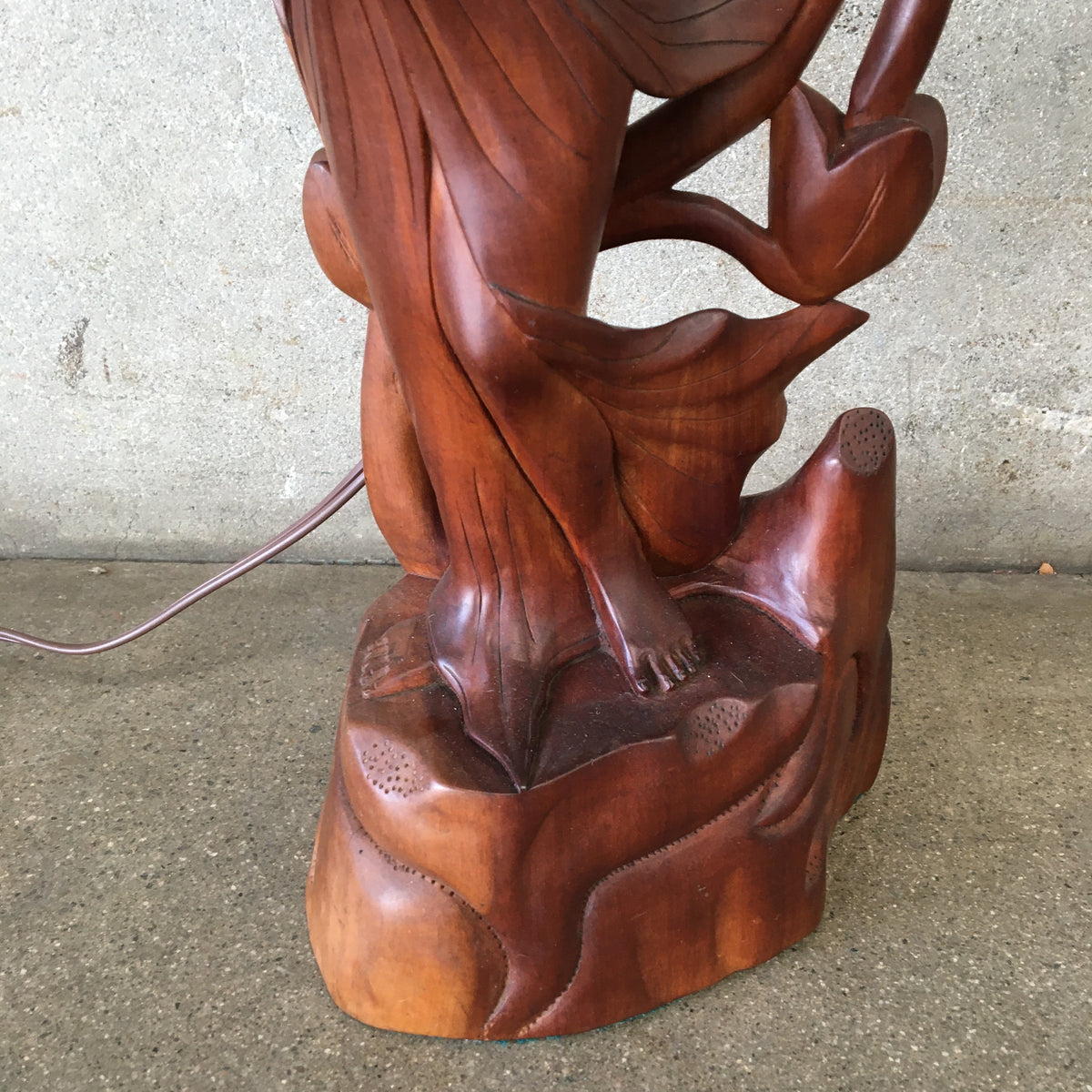 Vintage Rosewood Sculpture Lamp