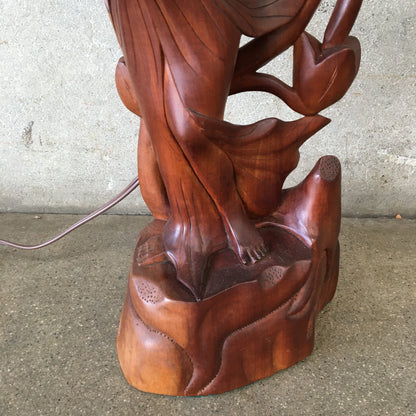 Vintage Rosewood Sculpture Lamp