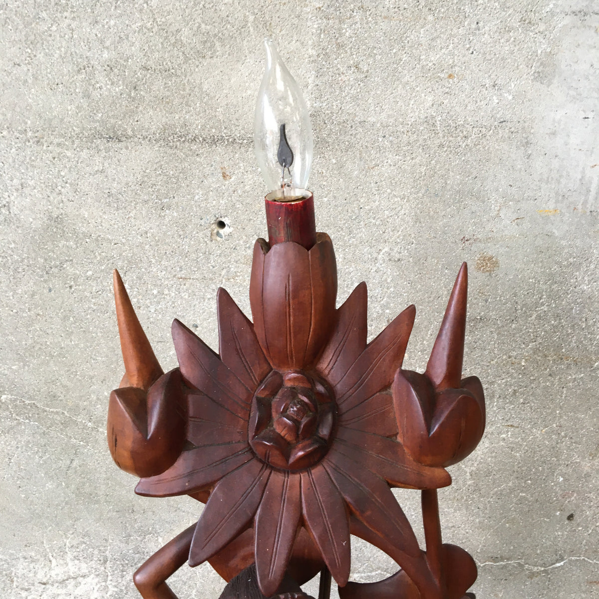 Vintage Rosewood Sculpture Lamp