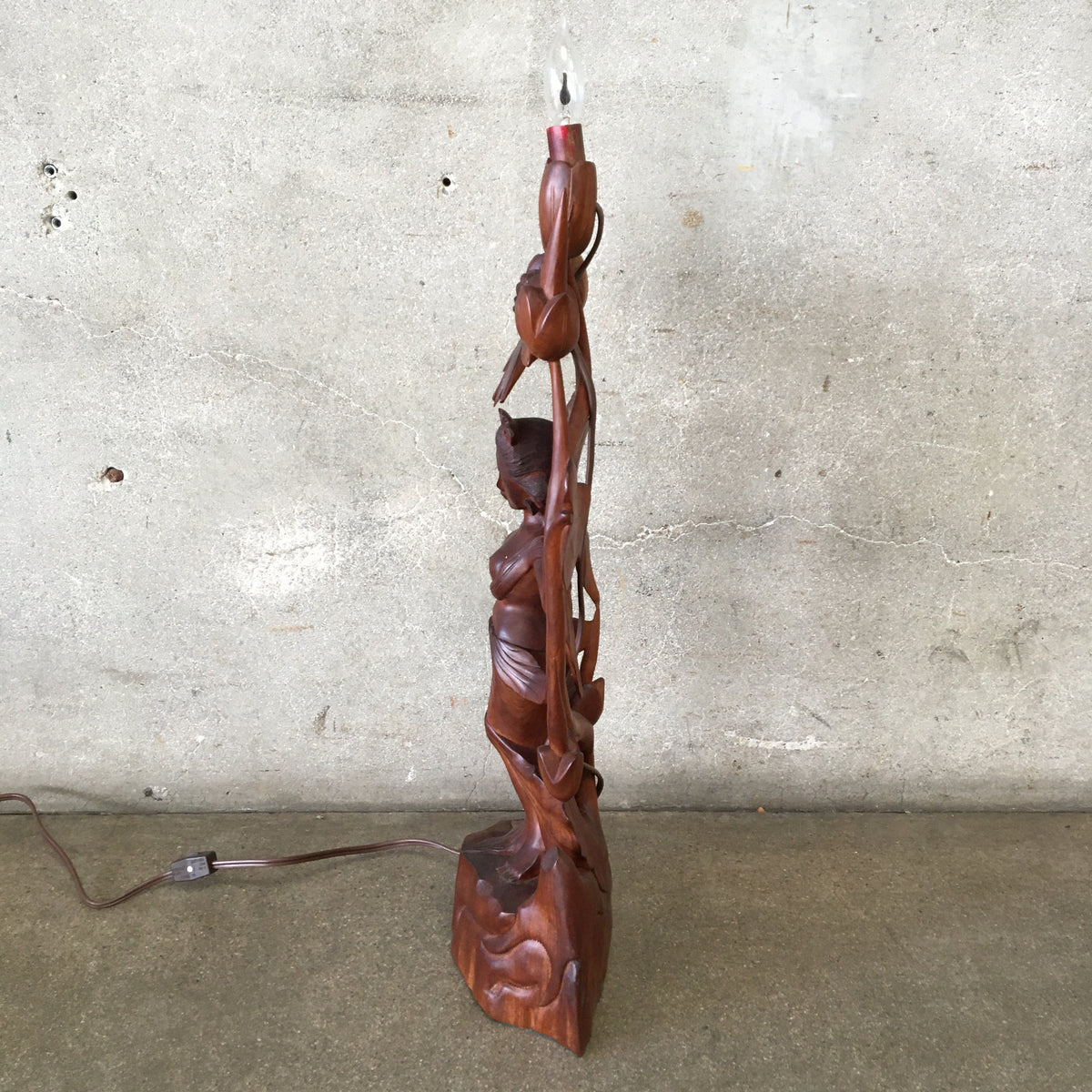 Vintage Rosewood Sculpture Lamp