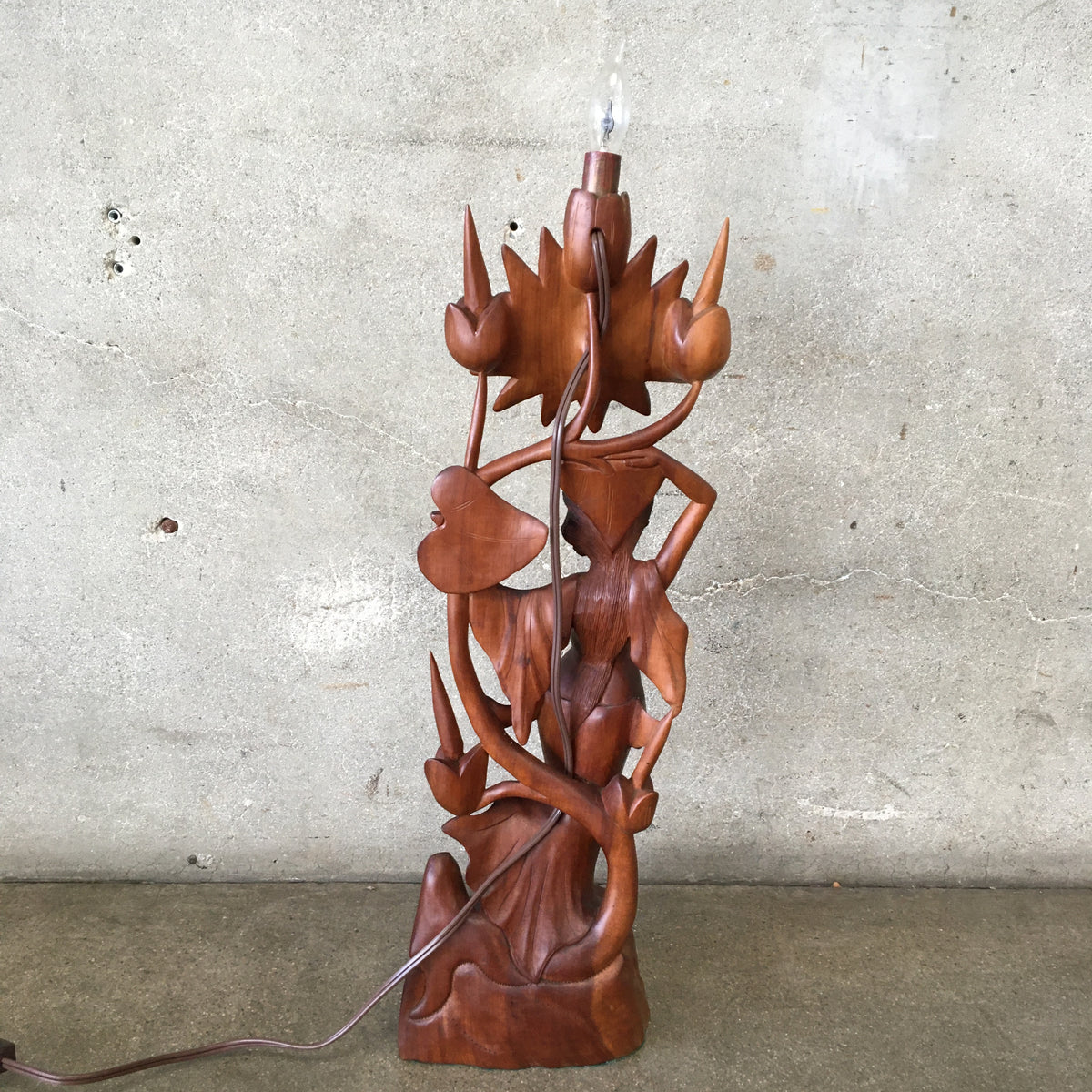 Vintage Rosewood Sculpture Lamp