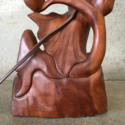 Vintage Rosewood Sculpture Lamp
