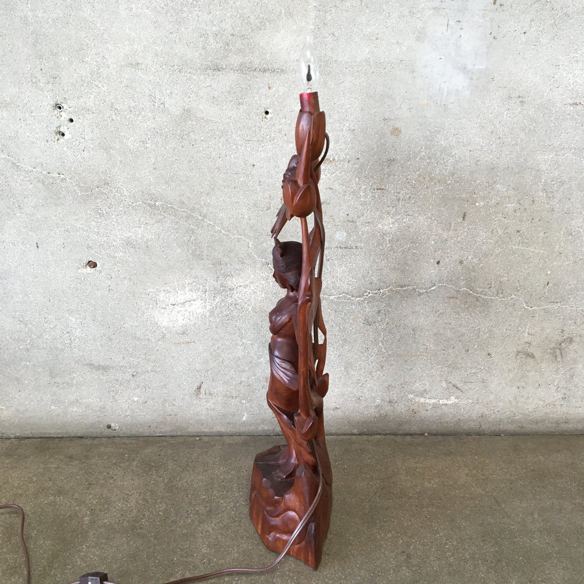 Vintage Rosewood Sculpture Lamp
