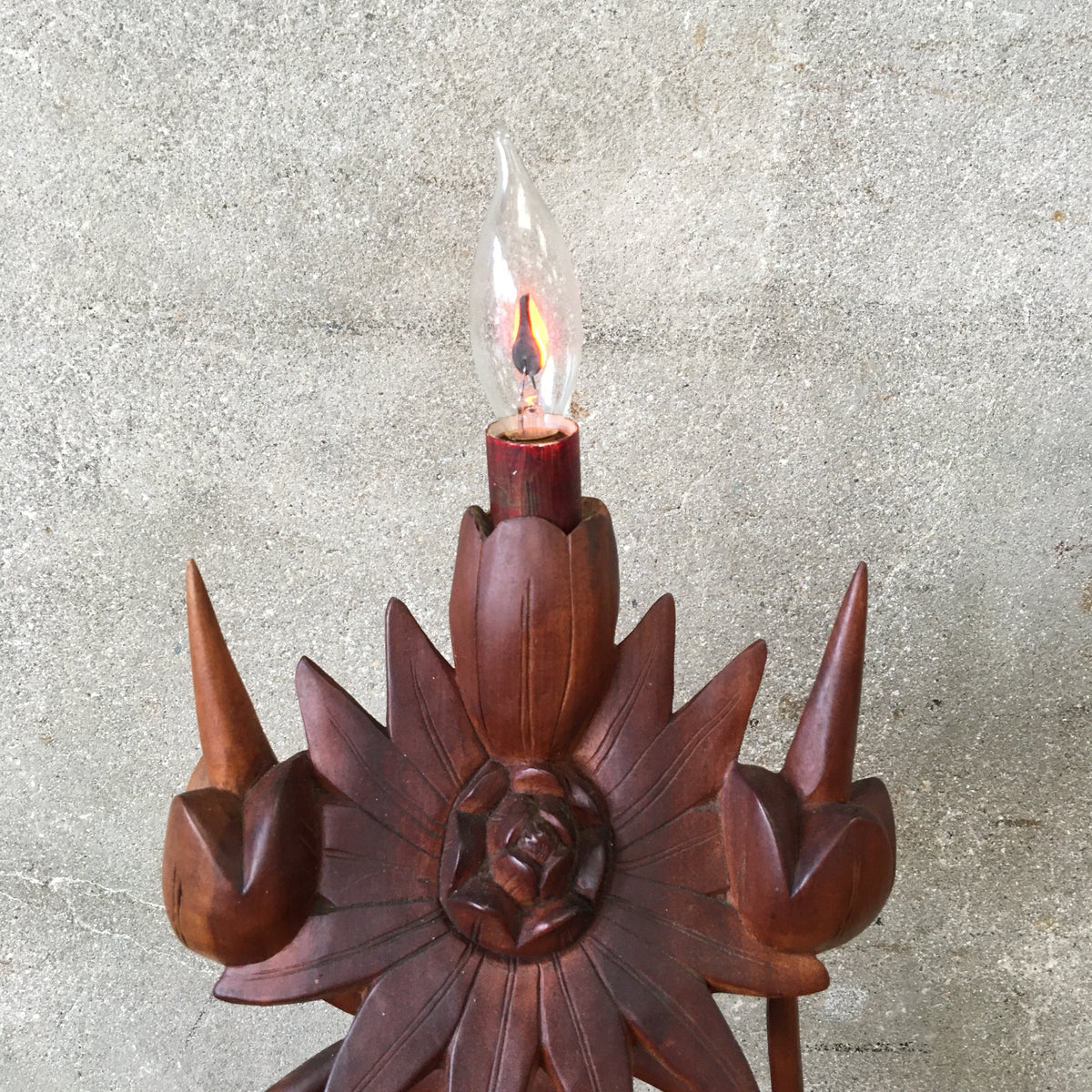 Vintage Rosewood Sculpture Lamp