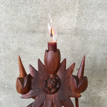 Vintage Rosewood Sculpture Lamp