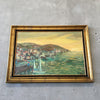 MCM Impressionist Sea Side Town Scape Oil On Canvas Signed