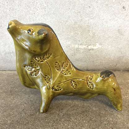 Vintage Ceramic Signed Bull