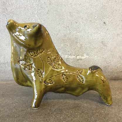 Vintage Ceramic Signed Bull