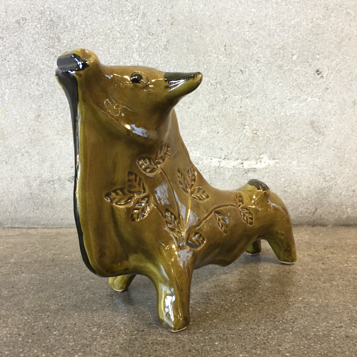 Vintage Ceramic Signed Bull