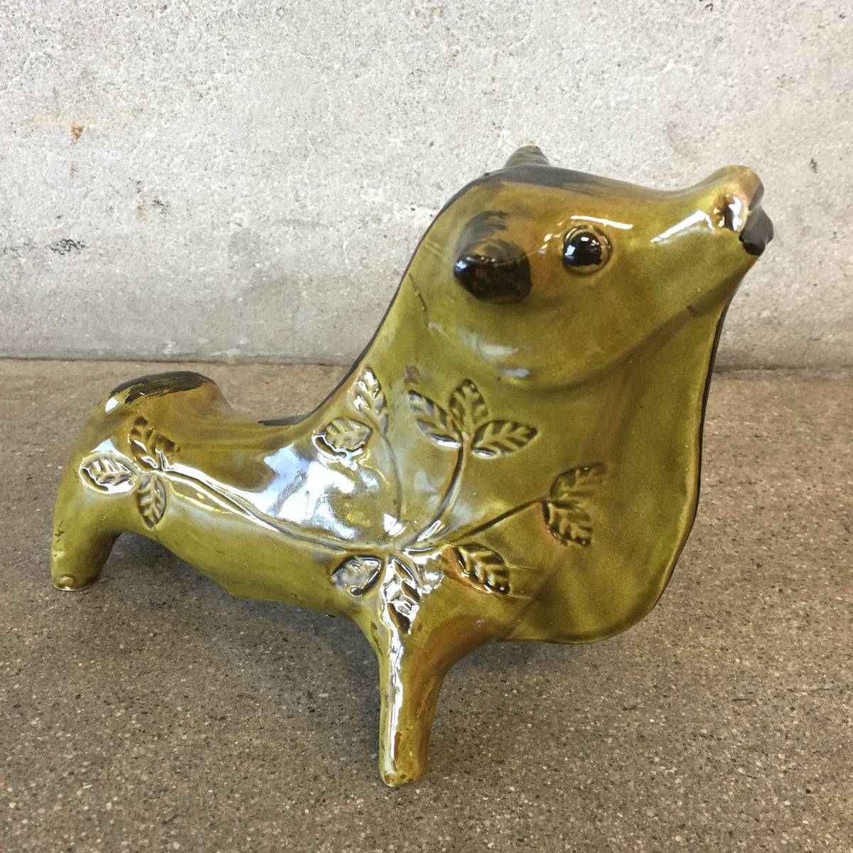 Vintage Ceramic Signed Bull