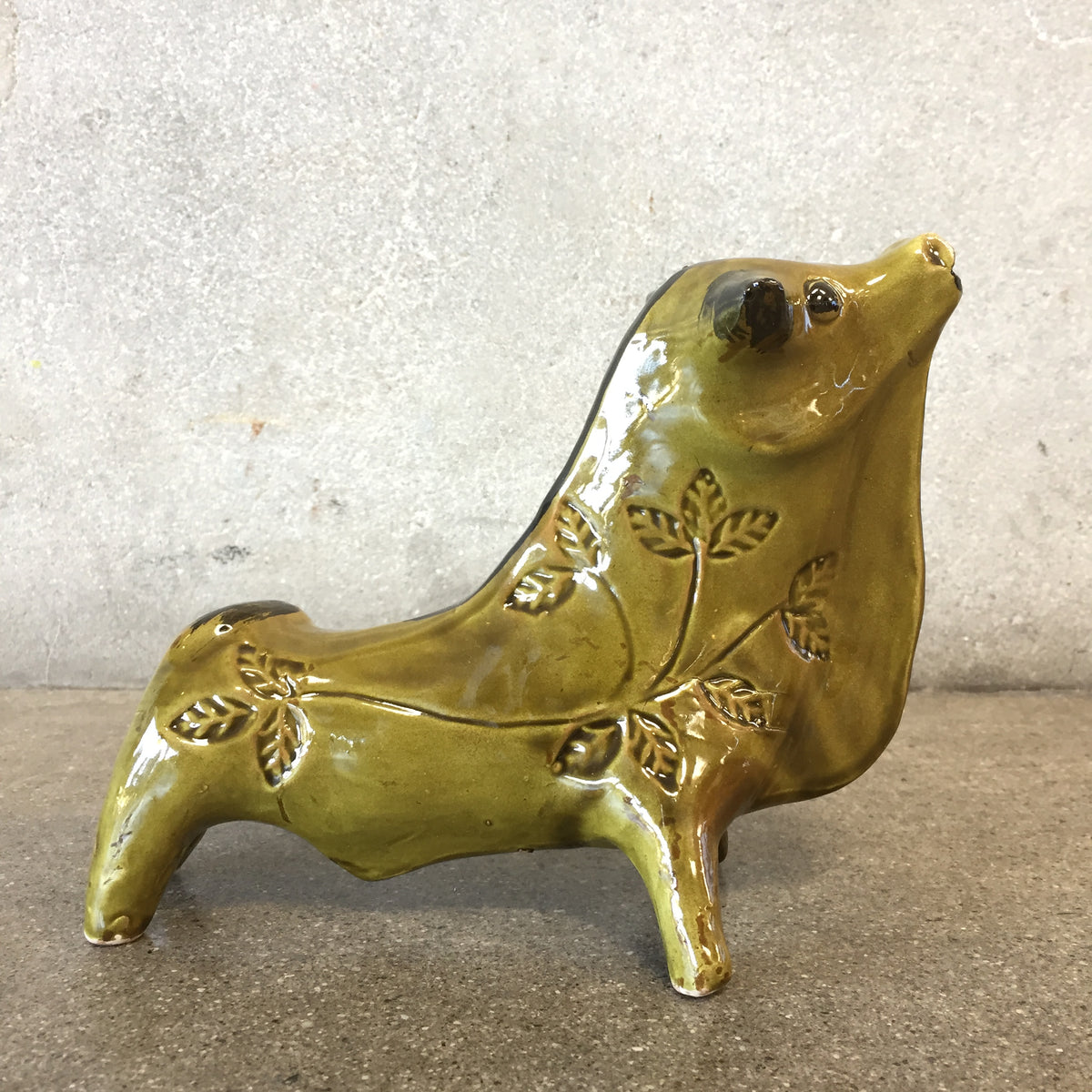Vintage Ceramic Signed Bull