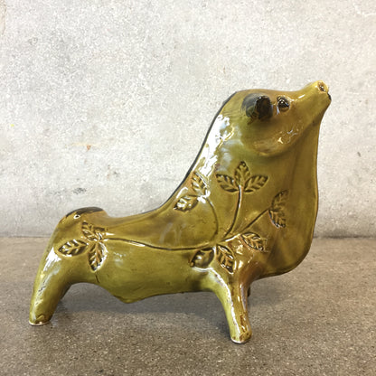 Vintage Ceramic Signed Bull