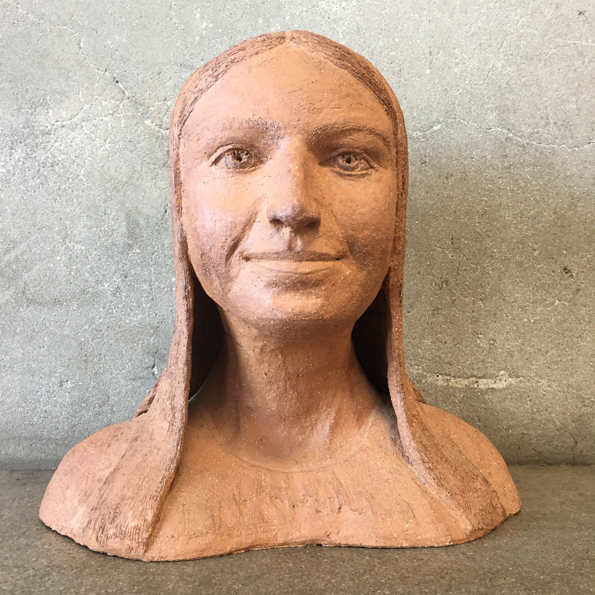 Folk Art Woman Bust Sculpture