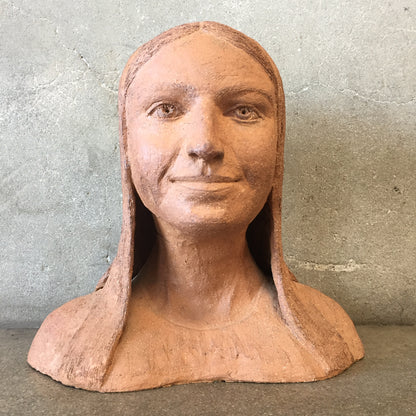 Folk Art Woman Bust Sculpture