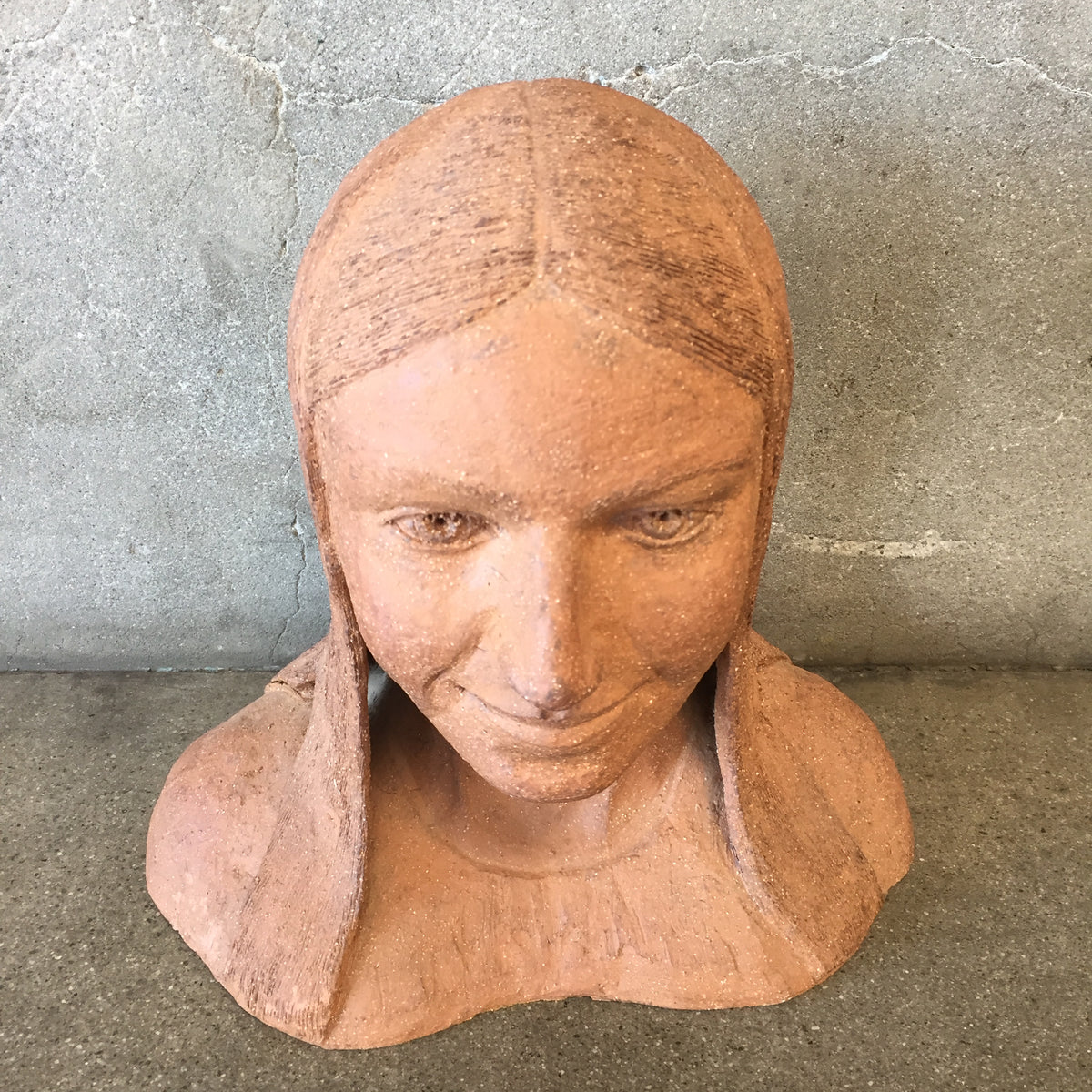 Folk Art Woman Bust Sculpture