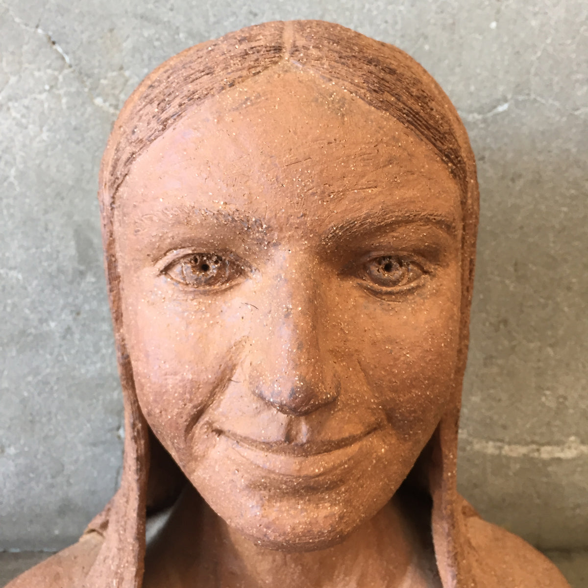 Folk Art Woman Bust Sculpture